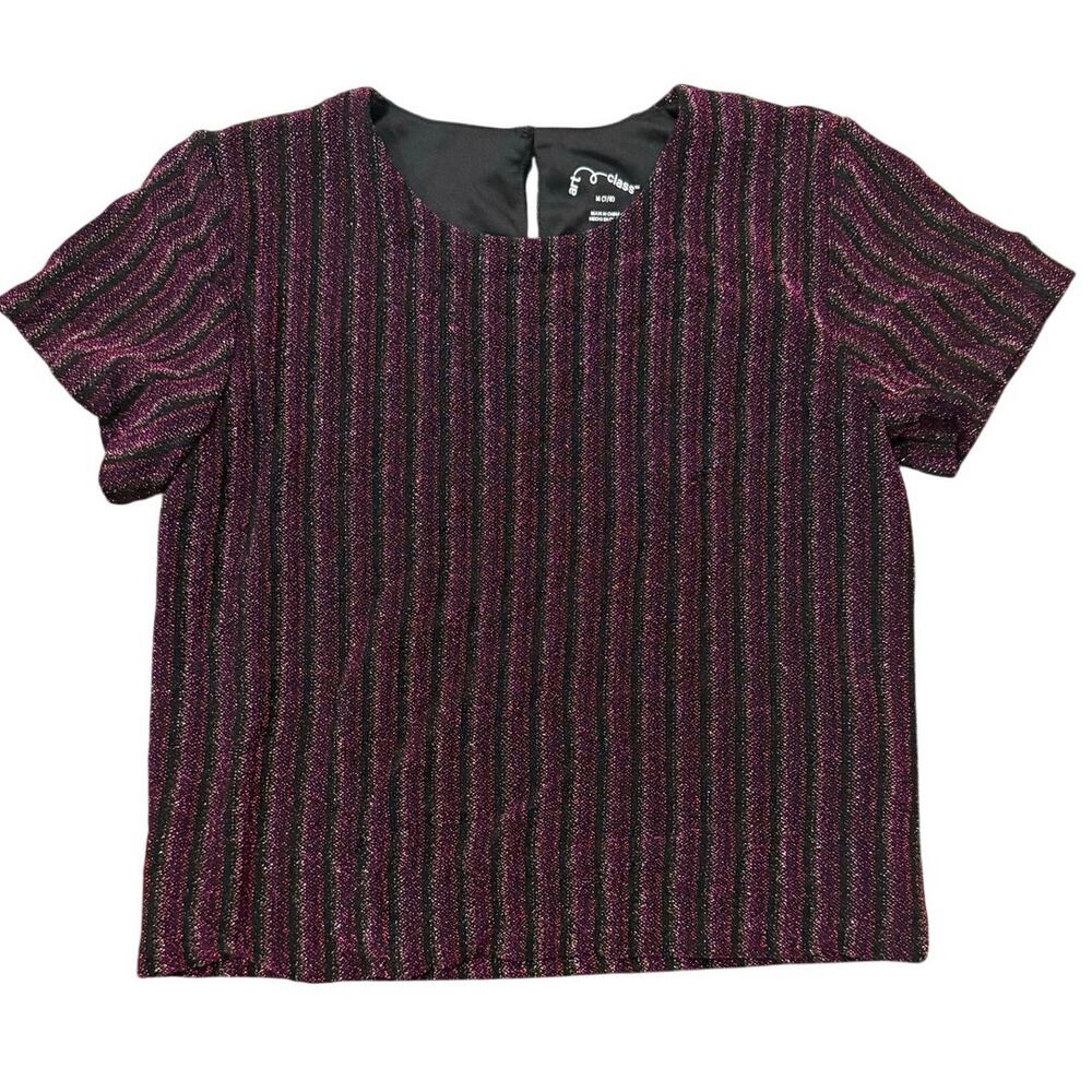 Art Class Metallic Sparkle Stripe Top Girls M 7/8